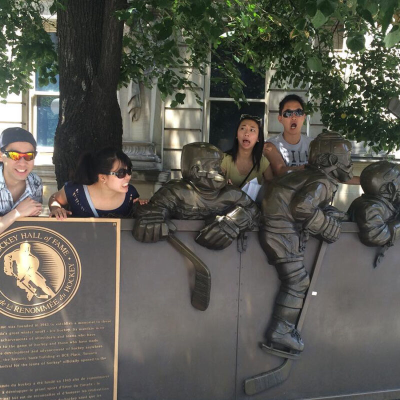 Hunt partipants hamming it up at the Hockey Hall of Fame