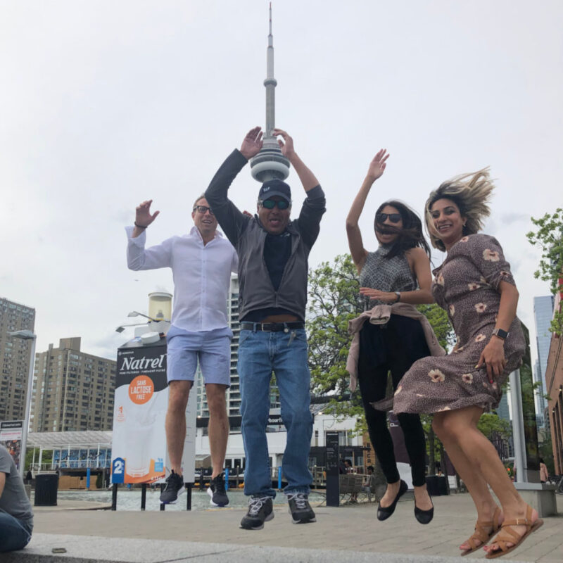 Hunt participants jumping for joy